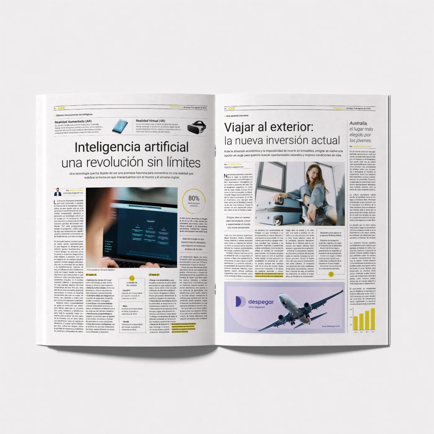 Páginas interiores de tecnología del periódico